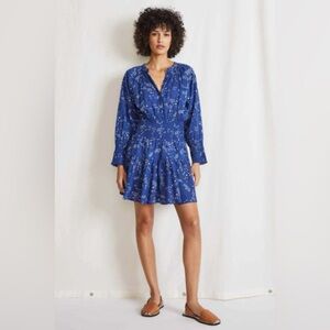 Apiece Apart Dress La Ventura Womens M Blue‎ White Smoked Waist Boho